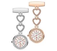 zhibeisai 2 Pieces Nurse Fob Watch,Nurse Quartz Pocket Watch, Stainless Steel Nurse Watch, Lapel Pin for Clip-on Hanging Pocket Watch Clip on Watch for Men Women Doctor Nurse