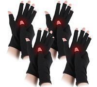 zhibeisai 4 Pairs Black Arthritis Gloves, Men and Women Fingerless Compression Wrap for Hand Pain and Osteoarthritis, Provide Warmth And Support for Hands,Relieve Pain from Rheumatoid, Osteoarthritis