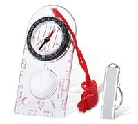 zhibeisai Navigation Compass and Emergency Whistle, Clear for Explorer Expedition Camping, Hiking, Survival Mountaineering Navigation, Waterproof Orienteering Travel with Lanyard, 12