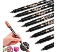 zhibeisai Set of 8 Metallic Paint Pens,Permanent Marker Pens,for Cards, DIY Crafts Painting 8 Colors