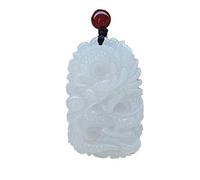 ZHIBO White Jade Dragon Pendant Necklace Jade Stone Lucky Amulet Necklace With Chain For Men Women