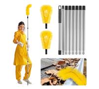 Zhichen star 10.5 feet Gutter Cleaning Tools， Adjustable Length Gutter Cleaning Tools from The Ground， Gutter Cleaner for Removing Leaves and Debris from roof gutters（Yellow）