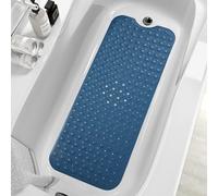ZHICHENG Bath Tub and Shower Mats, Non-Slip 39 x 16 Inch Extra Long Bath Mat, Machine Washable Bathtub Mat with Drain Holes, Suction Cups for Bathroom (Blue)