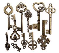 Zhichengbosi 11 PCS Vintage Skeleton Keys, Mixed Aintage Bronze Metal Key Set for DIY Projects, Unique Antique Style Keys for Crafting and Home Decor