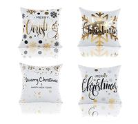 Zhichengbosi 4 PCS Christmas Cushions Cover, 45 cm x 45 cm Christmas Cushion Decorations, Soft Snowflake Throw Pillow Case Christmas Pillow Cover For Xmas Decorations