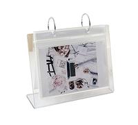 Zhichy Standing Photo Album, Tabletop Flip Photo Frame Photo Album 68 Pockets Desk Calendar Album Mini Poster Frame Acrylic Display Sign Holder,Large