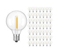 ZHIDAISHI G40 LED Bulb DC12V 24V, E12 Low Voltage Replacement Bulb, 1W Retro Globe Lamp, Warm White Shatterproof Plastic Bulb for Solar String Lights and Caravan Use(50 Pack-DC 24V-1W)