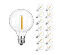 ZHIDAISHI G40 LED Bulb DC12V 24V, E12 Low Voltage Replacement Bulb, 1W Retro Globe Lamp, Warm White Shatterproof Plastic Bulb for Solar String Lights and Caravan Use(15 Pack-DC 12V-1W)