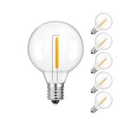 ZHIDAISHI G40 LED Bulb DC12V 24V, E12 Low Voltage Replacement Bulb, 1W Retro Globe Lamp, Warm White Shatterproof Plastic Bulb for Solar String Lights and Caravan Use(6 Pack-DC 12V-1W)