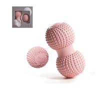 ZHIFENGYUAN 2PCS Peanut & Single Fascial Massage Ball Set, Food-Grade TPE Muscle Relaxation Ball for Neck, Waist, Leg Pain Relief & Physical Rehabilitation Training(Pink)