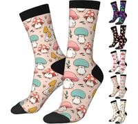 ZHIFU Funny Crew Mushroom Socks For Mushroom Lover, Cute Mushroom Printed Casual Novelty Sock Mushroom Gifts For Men Women, Mushroom Gifts Cartoon, One Size