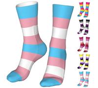 ZHIFU Funny Novelty Crew St Patricks Day Socks For Men Women,Athletic Sport Casual Soft Easter Day Socks Gifts, Trans Lgbt Pride, One Size