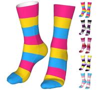 ZHIFU Funny Novelty Crew St Patricks Day Socks For Men Women,Athletic Sport Casual Soft Easter Day Socks Gifts, Pansexual Lgbt Pride, One Size