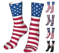 ZHIFU Funny Novelty Crew St Patricks Day Socks For Men Women,Athletic Sport Casual Soft Easter Day Socks Gifts, American Flag, One Size
