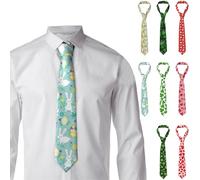 ZHIFU Happy Easter Tie,Bunny Rabbit Tie Formal Party Gifts Funny Neckties For Men Easter Day Party Costume,Happy Easter Gifts Bunny Rabbit