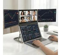 ZHIGUANYUN Triple Aero 15.6 Pro Max 3 Screen Monitor with 1080p FHD IPS Display, Ideal for Presentations and Remote Work, with 360° Rotation Adjustable Viewing Angles