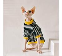 ZHIHAN Sphinx Cat Clothes Hairless Cat Devon Striped Sweater Dirt Resistant, Black Stripes, L
