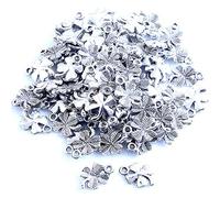 Zhiheng 100pcs Solid 4 Leaf Clover Shaped Pendant Charms Shamrock Wine Glass Charms Bracelet Necklace Beads Wine Glass Charms for Jewelry Making St Packtricks Decorations Birthday Gift