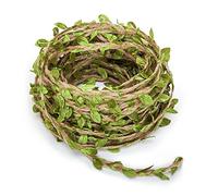 Zhiheng 20m Artificial Leaf Vine Rustic Jute Twine Vintage Jungle Garland Foliage Rattan Green Leaves Ribbon Wrapping Wedding Home Garden Decoration Craft Supplies