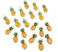 Zhiheng 20pcs Cute Pineapple Drop Oil Pendants Beads Enamel Sequins Dangle Gold Plated Dainty Ornament Wine Glass Charms for Necklace Bracelet Ankle Earring Keychain Jewelry DIY Making