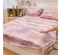ZHIHUASMTBX Milk Velvet Bedding Fitted Sheet Mattress Cover King Size, All-season Luxury Super Soft Cozy Comfy Flannel Bottom Sheet, Pillowcases E 78.74 * 86.61in