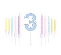 ZHIHUI 11pcs Number Birthday Candles, Macaron Candy Color Numbers Party Decoration, 3rd 3D Number Candles, Cute Happy Birthday Cake Candles for Birthday Party Wedding Anniversary Celebration Supplies