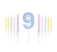 ZHIHUI 11pcs Number Birthday Candles, Macaron Candy Color Numbers Party Decoration, 9th 3D Number Candles, Cute Happy Birthday Cake Candles for Birthday Party Wedding Anniversary Celebration Supplies