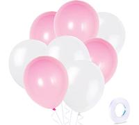ZHIHUI 20pcs Pink and White Balloons, 10 Inch Macaron Pink White Latex Bulk Balloon for Baby Shower Birthday Wedding Engagement Anniversay Christmas Festival Picnic or Friends Family Party Decorations