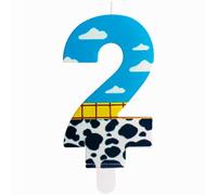 ZHIHUI Birthday Candles, Toy Inspired Game Story Birthday Decorations, Blue Sky and White Cloud Cow Birthday Number Candles for Kids Boy Girl Birthday Shower Cake Party Decoration (Number 2)