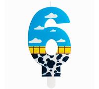 ZHIHUI Birthday Candles, Toy Inspired Game Story Birthday Decorations, Blue Sky and White Cloud Cow Birthday Number Candles for Kids Boy Girl Birthday Shower Cake Party Decoration (Number 6)