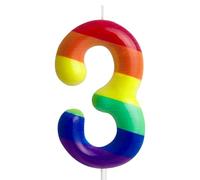 ZHIHUI Rainbow Number 3 Birthday Candle, Vibrant Rainbow Numbers Party Decoration, Number Candle Birthday Cake Topper for Kids Boy Girl Birthday Shower Cake Party Decoration Celebration Supplies