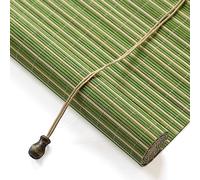 zhijiaqian456 Retro Bamboo Roller Blinds,Roman Blinds,Sun Shade Curtain,Blackout Roller Blinds,Partition Door Curtain,for windows and doors,Green and white,Customizable (75 x 210 cm)