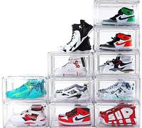 Zhildmosin 10-Piece Stackable Clear Shoe Storage Boxes with Magnetic Door - Premium Shoe Display Cases for Adults and Teenagers