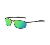 ZHILE Polarized Sunglasses for Men, 8-base Curve Wrap Metal Frame for Fishing Sporting Driving with Sunglasses Case, Black Frame Green Mirrored Lens, M