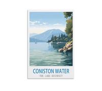 ZHILIJING Coniston Water The Lake District Vintage Travel Posters 12x18inch(30x45cm) Decorative Painting Canvas Wall Posters And Art Picture Print Modern Family Bedroom Decor Posters