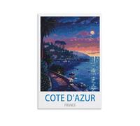 ZHILIJING Cote D'azur France Vintage Travel Posters 12x18inch(30x45cm) Decorative Painting Canvas Wall Posters And Art Picture Print Modern Family Bedroom Decor Posters