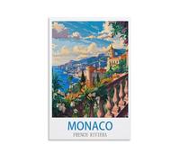 ZHILIJING Monaco French Riviera Vintage Travel Posters 16x24inch(40x60cm) Decorative Painting Canvas Wall Posters And Art Picture Print Modern Family Bedroom Decor Posters