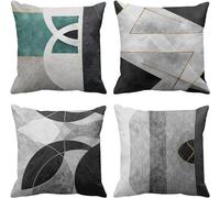 ZHILING Boho Set of 4 cushion covers Mid Century Bohemian Abstract Minimalist Geometric Vintage Nordic Decorative Pillow Cases Home Decor Standard Square 16x16 Inches