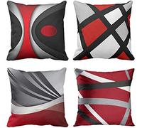 ZHILING Set of 4 Cushion Covers 40x40cm Modern Abstract Red Stripes Gray Black White Acrylic Bold Grey Decorative Pillow Cases Home Decor Square cushion covers 16x16 Inches