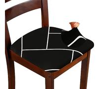 ZHILING Stretch Chair Seat Covers for Dining Room Set of 6, Elastic Dining Chair Seat Protector Cover Removable Washable Chair Slipcovers with Ties