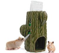 Zhilishu 2-in-1 Adjustable Hamster Water Bottle for Glass Tank - 80ML, No Drip Ceramic Holder for Dwarf Hamster, Mice, Rat (Dark Green)