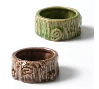 Zhilishu 2 Packs Ceramic Tree Hamster Bowls, Guinea Pig & Small Pets Feeding & Water Dish, Chew-Proof & Hard To Tip Over, Separate Dry & Wet Food, Perfect Size To Fit More