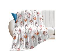 Zhimahou 50x40inches (125x100cm) Throw Blanket, Hamster Cartoon Cute on Heart Background Print, Warm Cozy Blanket, Plush Comfortable Blanket Valentines Gifts
