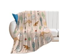 Zhimahou 60x50inches (150x125cm) Throw Blanket, Animals Australia Kangaroo Koala Pattern Print, Warm Cozy Blanket, Plush Comfortable Blanket Valentines Gifts