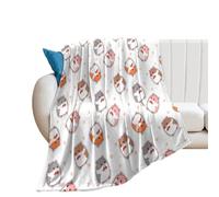 Zhimahou 60x50inches (150x125cm) Throw Blanket, Hamster Cartoon Cute on Heart Background Print, Warm Cozy Blanket, Plush Comfortable Blanket Valentines Gifts