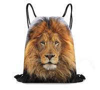 Zhimahou Drawstring Gym Bag, Big Lion Closeup Image Wild Male Lion Sports Backpack String Swim Drawstring Bags for Women Men, Waterproof Travel Beach School Bag
