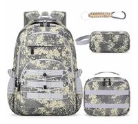 ZHIMEBYE School Backpack For Boys - Kids Bookbag For Boys Children Teens Elementary Middle School, Gray-backpack Set
