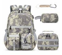 ZHIMEBYE School Backpack For Boys - Kids Bookbag For Boys Children Teens Elementary Middle School, Gray-backpack Set