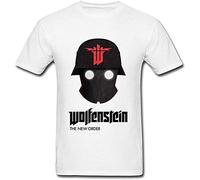 ZHINAN Tshirts Men's Wolfenstein The New Order DIY Cotton Short Sleeve T Shirt White M