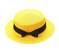 ZHINIAN Baby Sun Hat Summer Bowknot Straw Hat for Kids Wide Brim Boater Hat Foldable Breathable Flat Top Beach Hats UV Protection Yellow